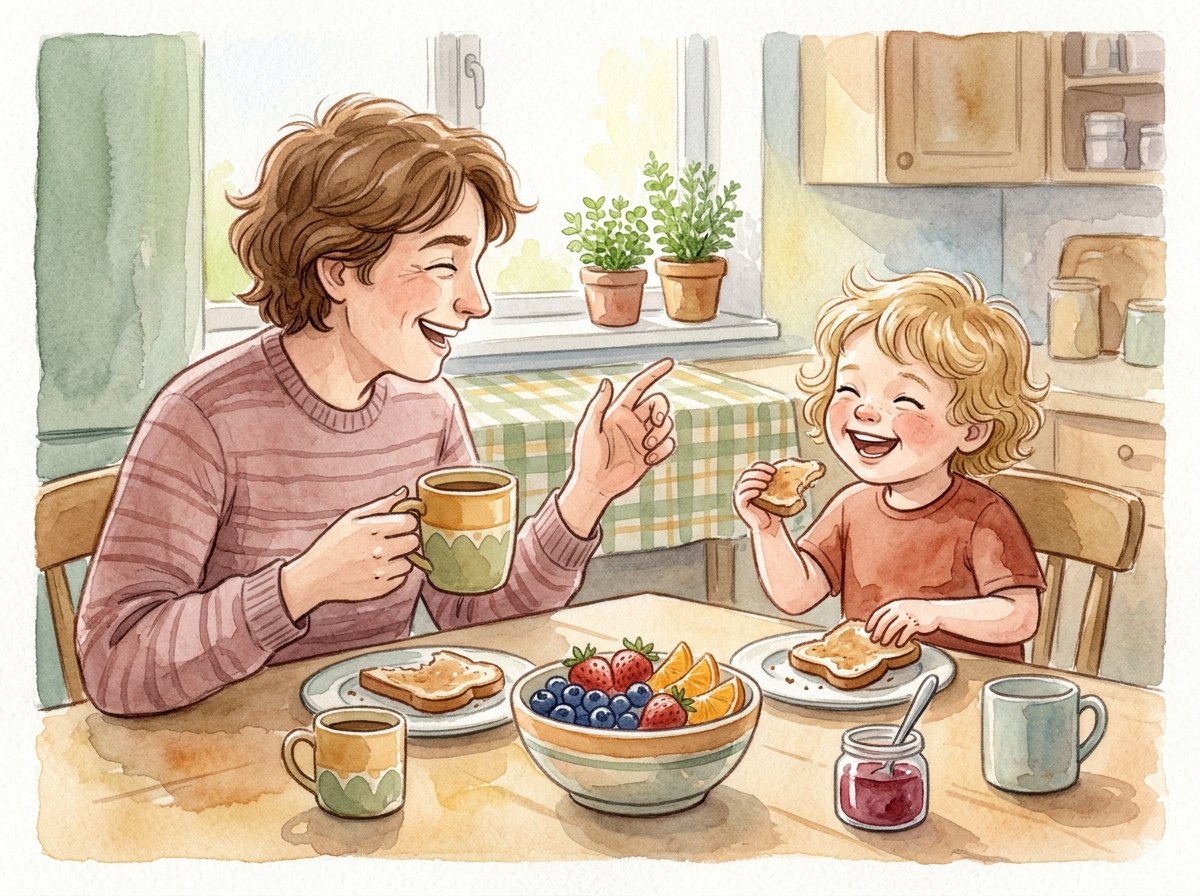 Cartoon illustration of cómo practicar las horas en inglés en casa