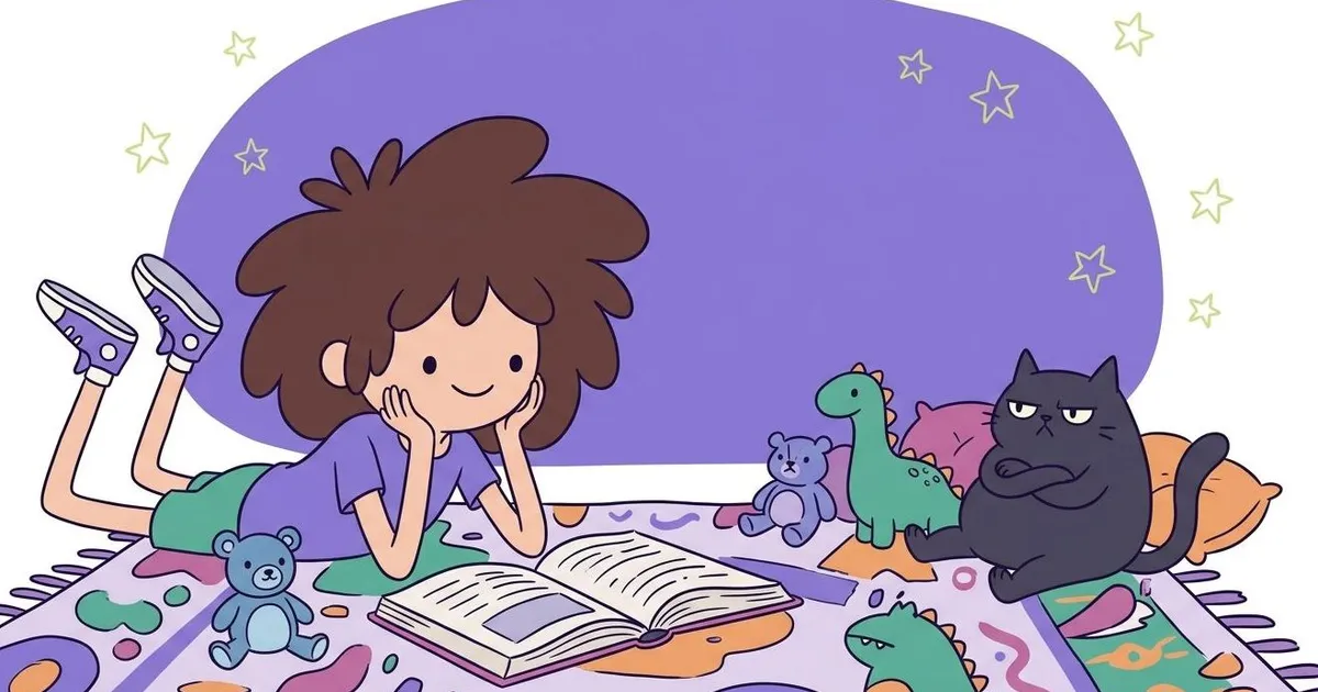 Cartoon illustration for audiolibros en inglés para niños