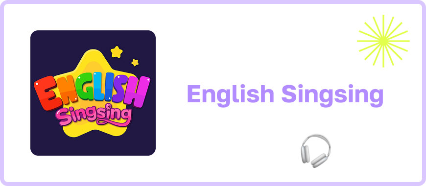 ‘English Singsing’ logo — vibrant podcast for kids learning English through songs