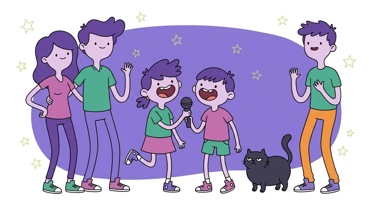Niños jugando y aprendiendo vocabulario en inglés con rimas