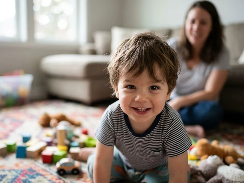 Niños jugando con un rompecabezas de madera con letras en inglés