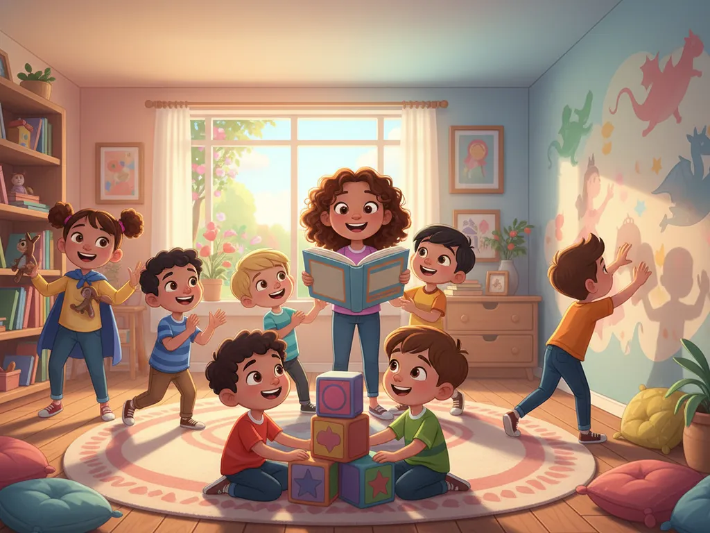 Top 5 Storytelling and Reading Activities Cartoon illustration of top 5 Storytelling and Reading Activities